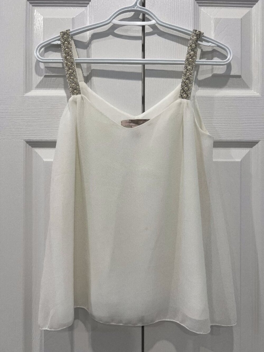 Forever 21 White Tank Top Beaded Strap XS